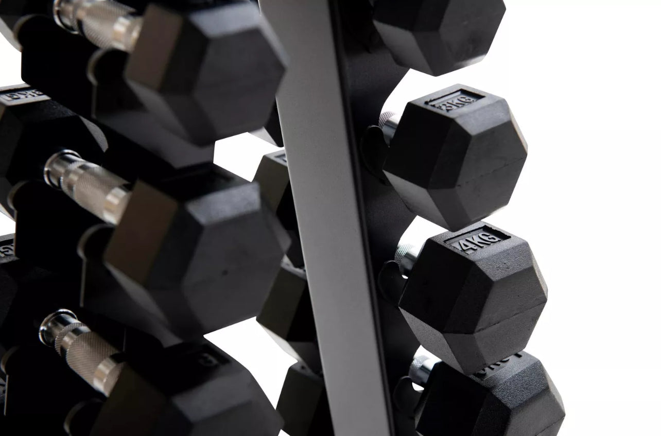 HEX DUMBBELL SET 1KG - 10KG + STORAGE RACK