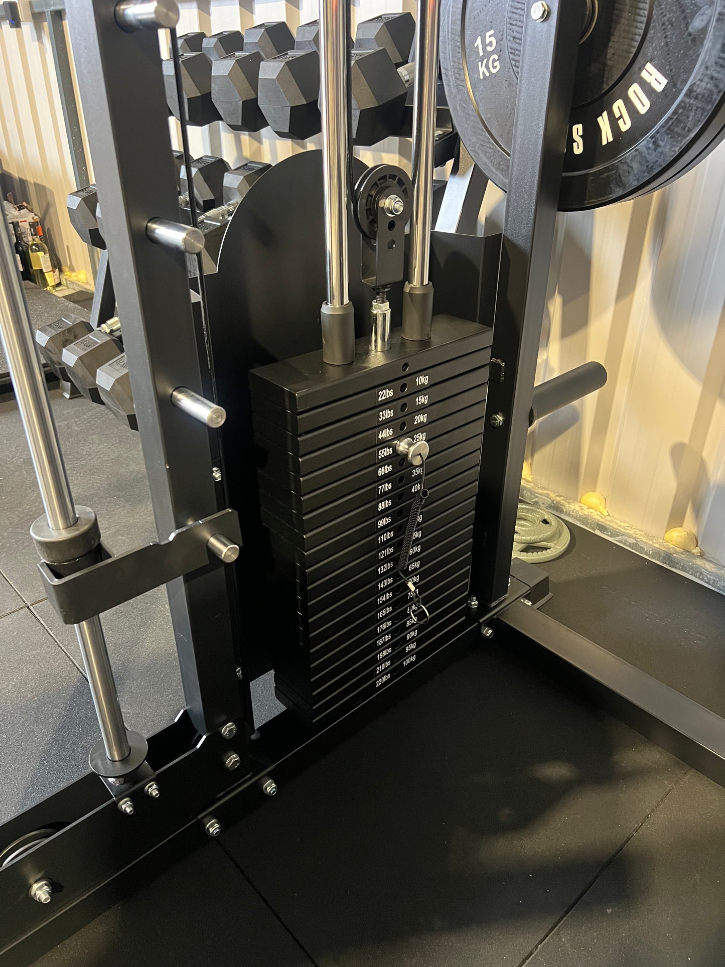 MULTIFUNCTIONAL POWER RACK WITH SMITH AND DUAL STACK CABLE MACHINE