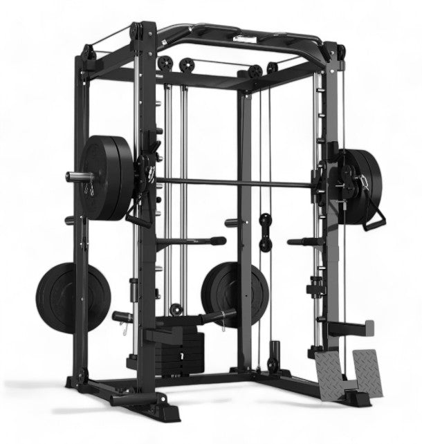 Rock Solid Fitness Equipment Weight Lifting Machines & Racks 6 IN 1 POWER RACK WITH SMITH AND CABLE MACHINE