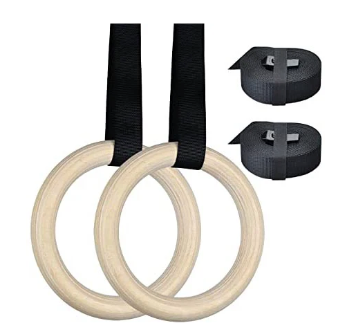 Rock Solid Fitness Equipment gymnastics WOODEN GYM RINGS (32MM)