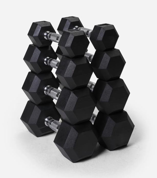 Rubber Hex Dumbbell Set 2.5kg–10kg (4 Pairs)
