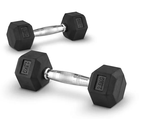 Rock Solid Free Weights RUBBER HEX DUMBBELLS PAIRS