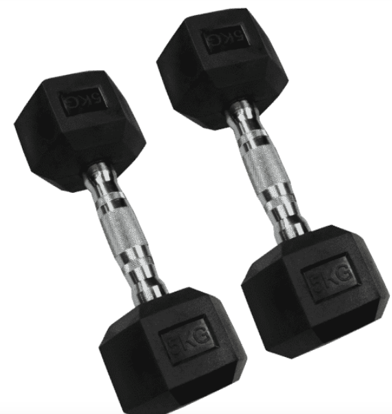 Rock Solid Free Weights RUBBER HEX DUMBBELLS PAIRS