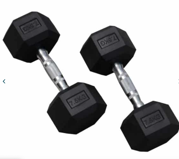 Rock Solid Free Weights RUBBER HEX DUMBBELLS PAIRS