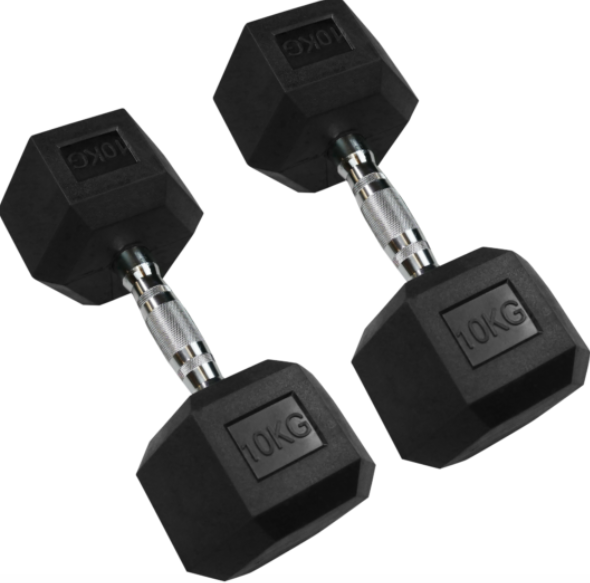 Rock Solid Free Weights RUBBER HEX DUMBBELLS PAIRS