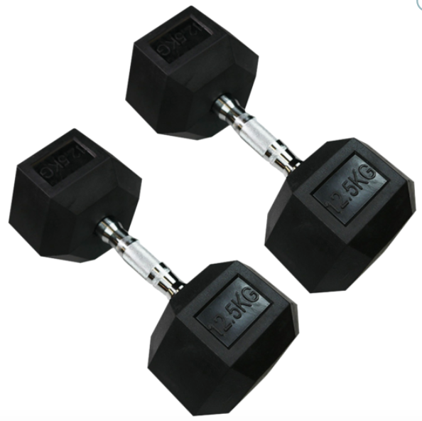 Rock Solid Free Weights RUBBER HEX DUMBBELLS PAIRS