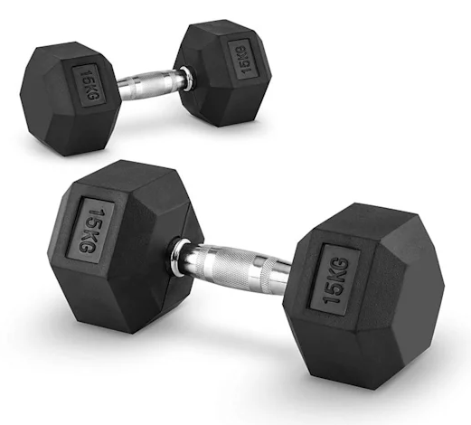 Rock Solid Free Weights RUBBER HEX DUMBBELLS PAIRS