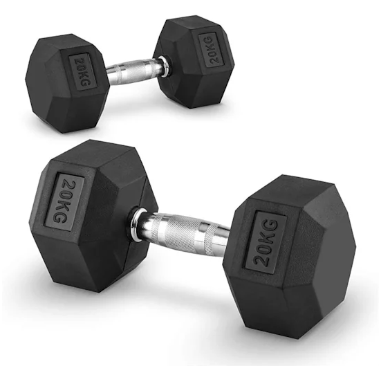 Rock Solid Free Weights RUBBER HEX DUMBBELLS PAIRS