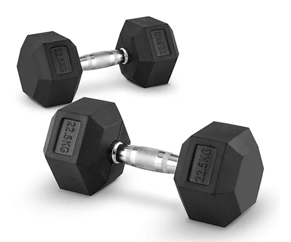 Rock Solid Free Weights RUBBER HEX DUMBBELLS PAIRS