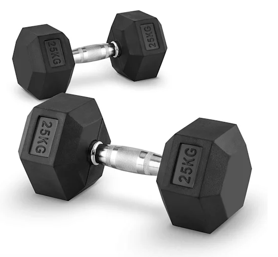 Rock Solid Free Weights RUBBER HEX DUMBBELLS PAIRS