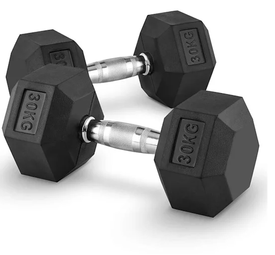 Rock Solid Free Weights RUBBER HEX DUMBBELLS PAIRS