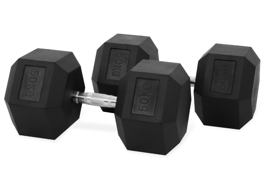 Rock Solid Free Weights RUBBER HEX DUMBBELLS PAIRS