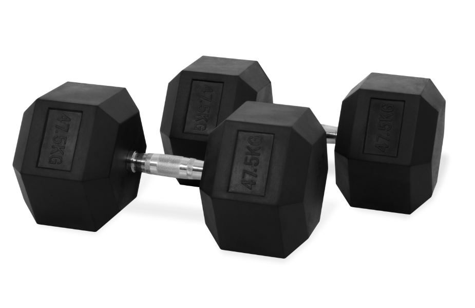 Rock Solid Free Weights RUBBER HEX DUMBBELLS PAIRS
