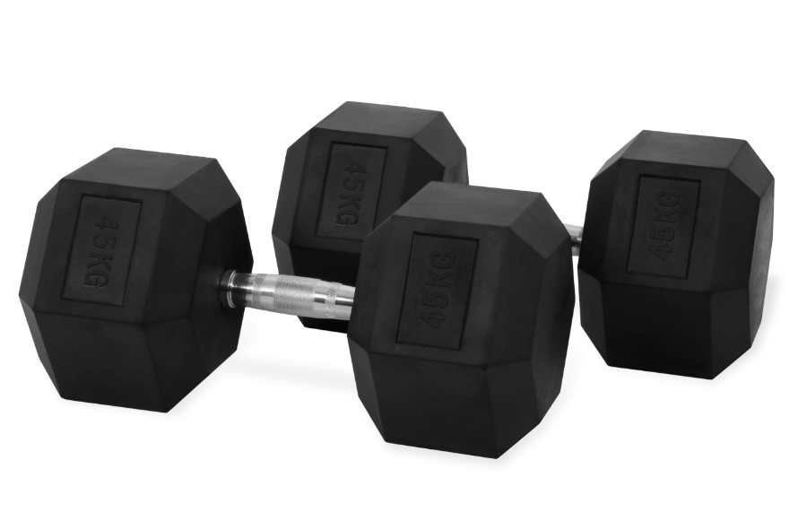 Rock Solid Free Weights RUBBER HEX DUMBBELLS PAIRS