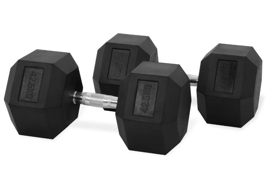 Rock Solid Free Weights RUBBER HEX DUMBBELLS PAIRS