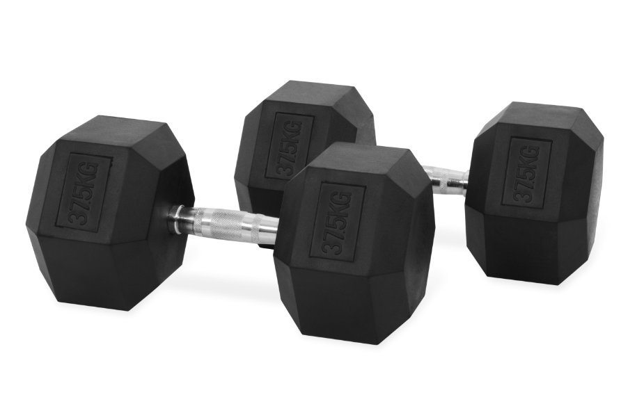 Rock Solid Free Weights RUBBER HEX DUMBBELLS PAIRS