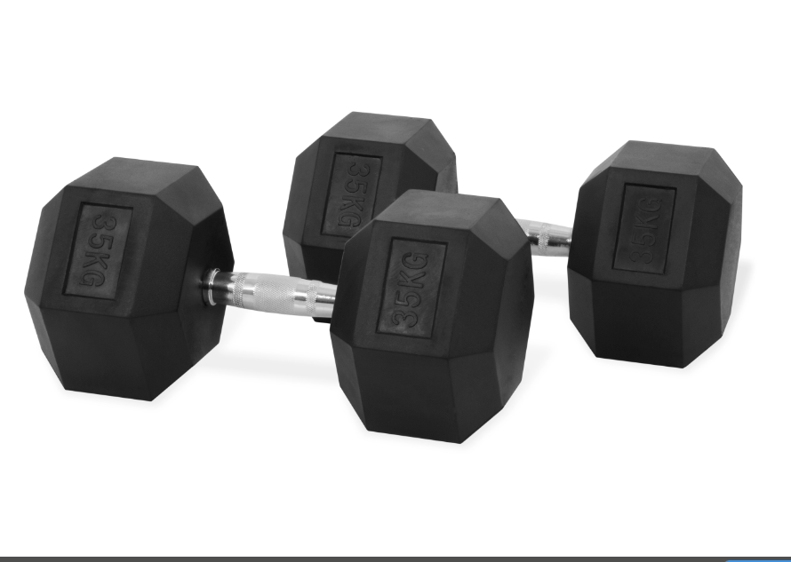 Rock Solid Free Weights RUBBER HEX DUMBBELLS PAIRS