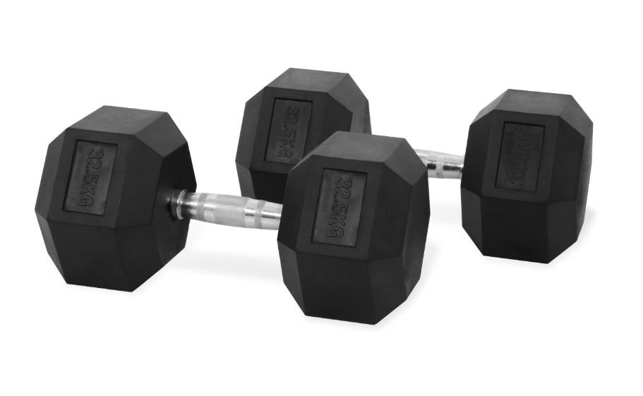 Rock Solid Free Weights RUBBER HEX DUMBBELLS PAIRS