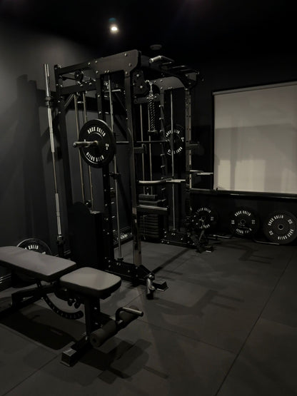 MULTIFUNCTIONAL POWER RACK WITH SMITH AND DUAL STACK CABLE MACHINE