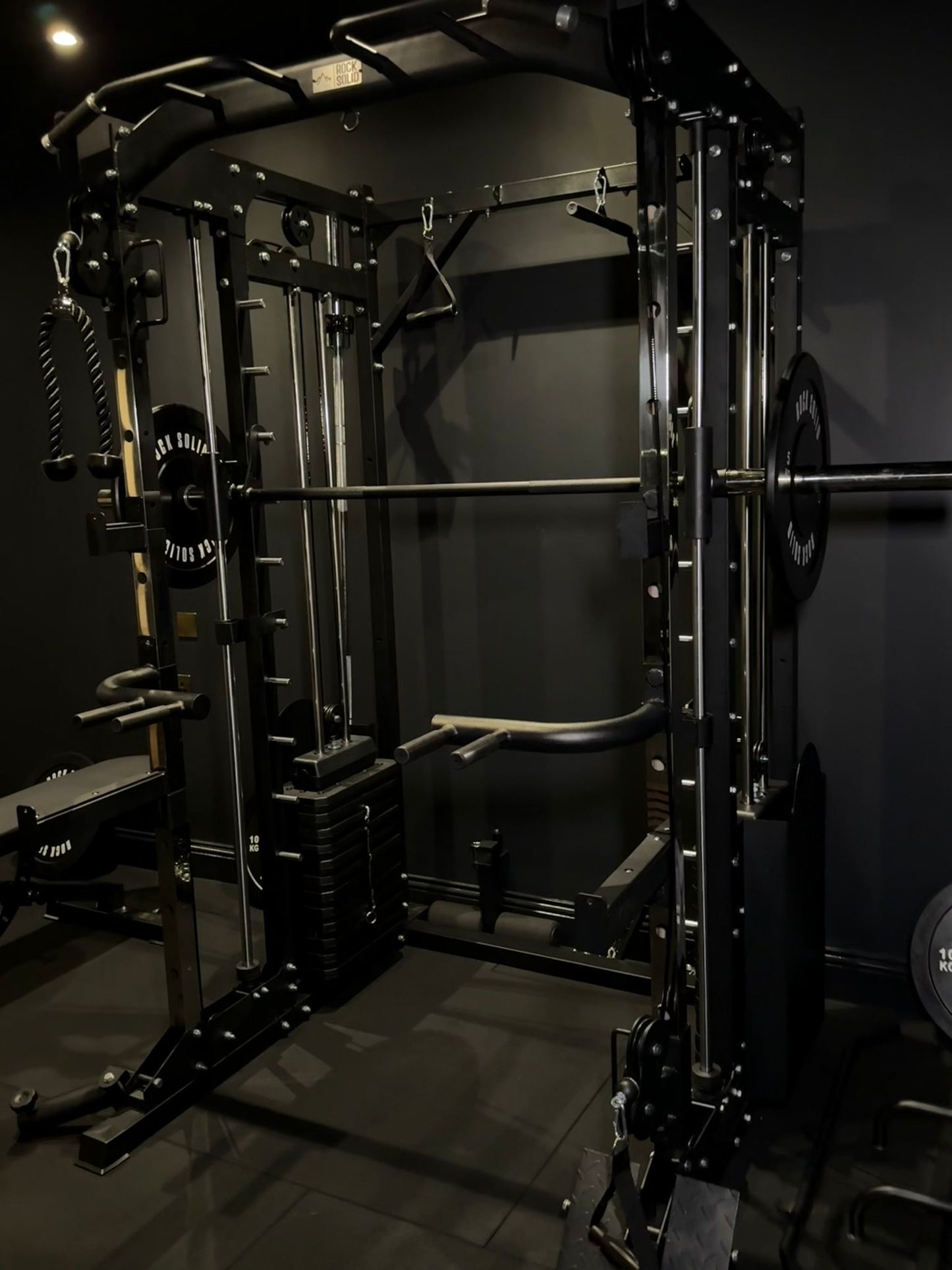 MULTIFUNCTIONAL POWER RACK WITH SMITH AND DUAL STACK CABLE MACHINE