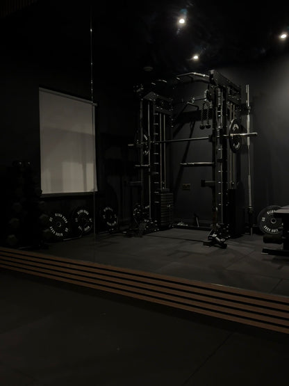 MULTIFUNCTIONAL POWER RACK WITH SMITH AND DUAL STACK CABLE MACHINE