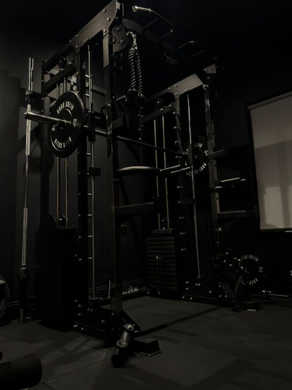 MULTIFUNCTIONAL POWER RACK WITH SMITH AND DUAL STACK CABLE MACHINE