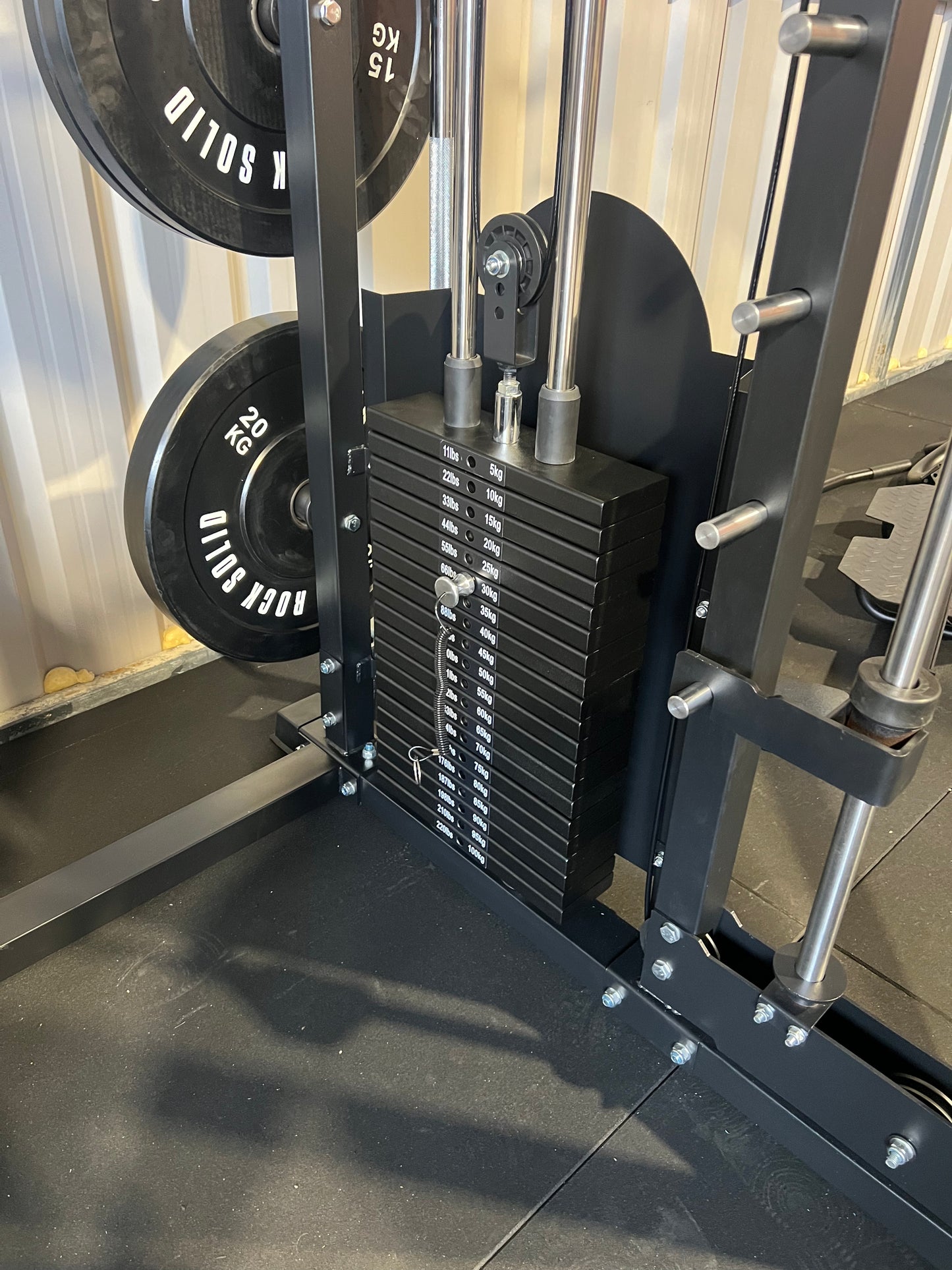 MULTIFUNCTIONAL POWER RACK WITH SMITH AND DUAL STACK CABLE MACHINE