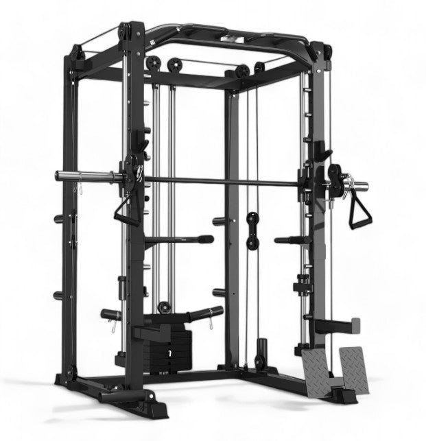 Rock Solid Fitness Equipment Weight Lifting Machines & Racks 6 IN 1 POWER RACK WITH SMITH AND CABLE MACHINE