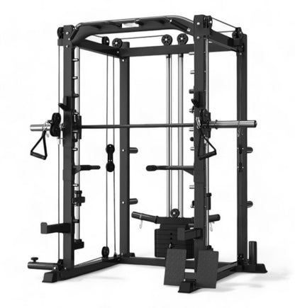 Rock Solid Fitness Equipment Weight Lifting Machines & Racks 6 IN 1 POWER RACK WITH SMITH AND CABLE MACHINE