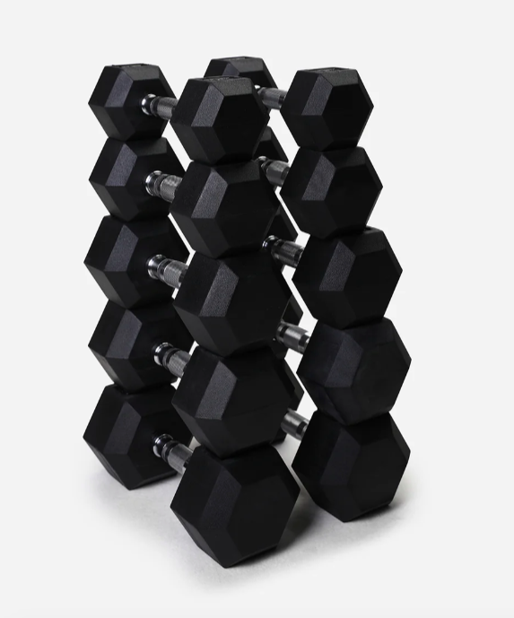 Rubber Hex Dumbbell Set 5kg - 15kg (5 Pairs)