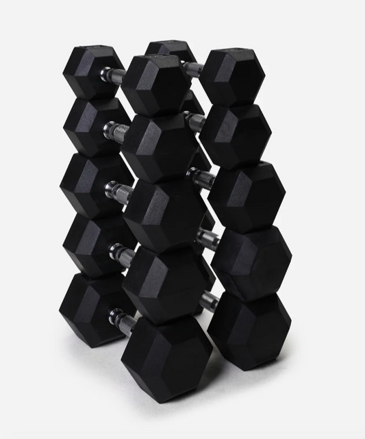 Rubber Hex Dumbbell Set 5kg - 15kg (5 Pairs)