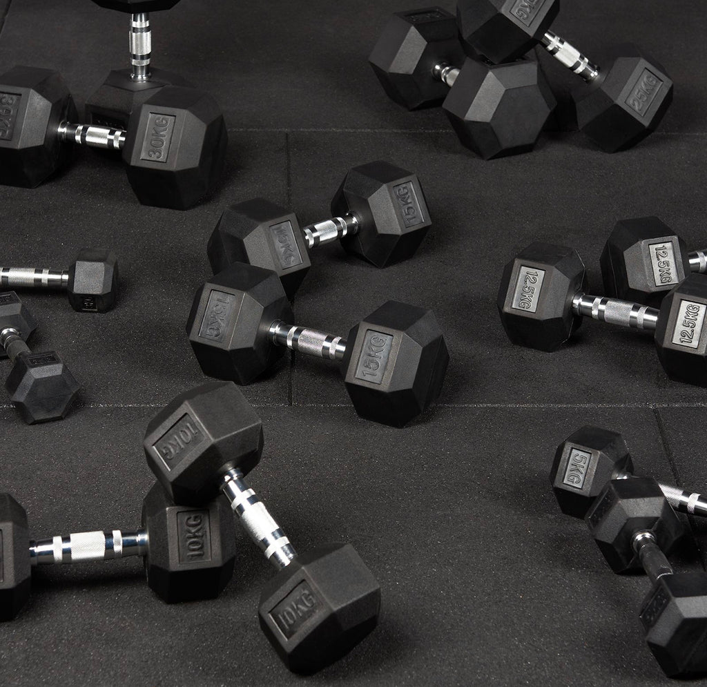 Rock Solid Free Weights RUBBER HEX DUMBBELL BUNDLES