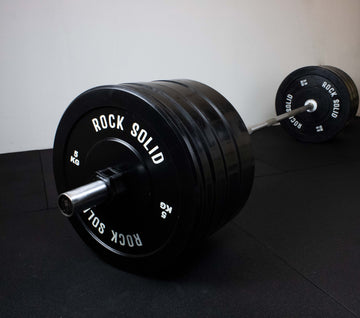 Rock Solid Weight Lifting 120KG OLYMPIC WEIGHT LIFTING PACKAGE (RUBBER BUMPER PLATES)