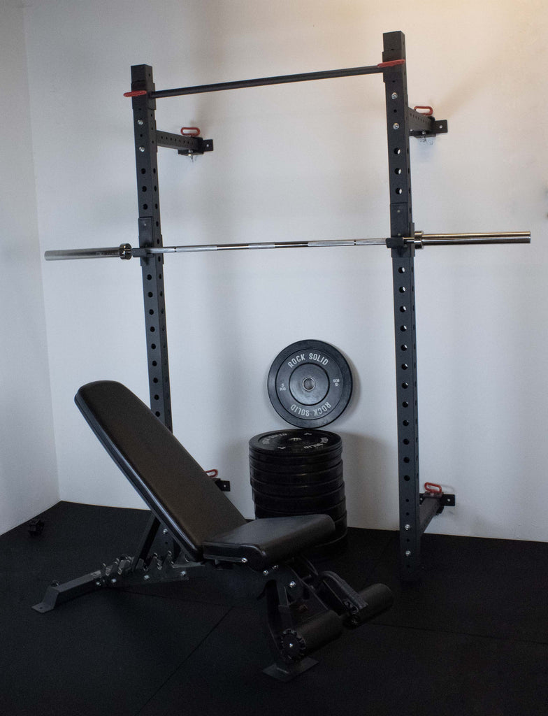 Rock Solid Fitness Equipment Weight Lifting Machines & Racks WALL MOUNTED FOLDABLE HALF RACK PACKAGE