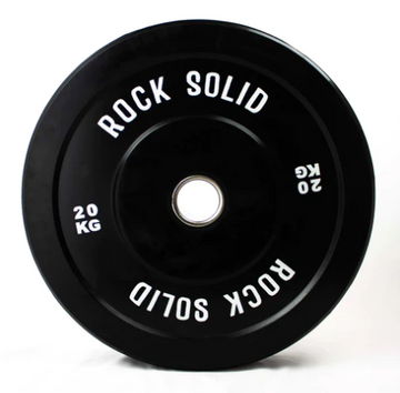 Rock Solid Fitness Equipment ROCK SOLID COMMERCIAL 20KG BLACK OLYMPIC RUBBER BUMPER PLATE