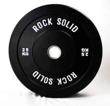 Rock Solid Fitness Equipment ROCK SOLID COMMERCIAL 25KG BLACK OLYMPIC RUBBER BUMPER PLATE