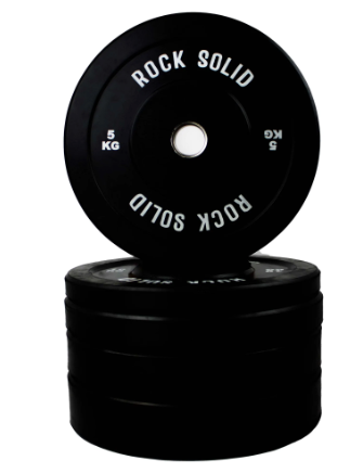Rock Solid Fitness Equipment ROCK SOLID COMMERCIAL 100KG BLACK OLYMPIC RUBBER BUMPER PLATE PACKAGE