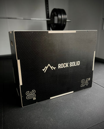 Rock Solid Fitness Equipment Exercise & Fitness Wooden Plyometric Box 3 in 1 - 20” x 24” x 30” (Black)